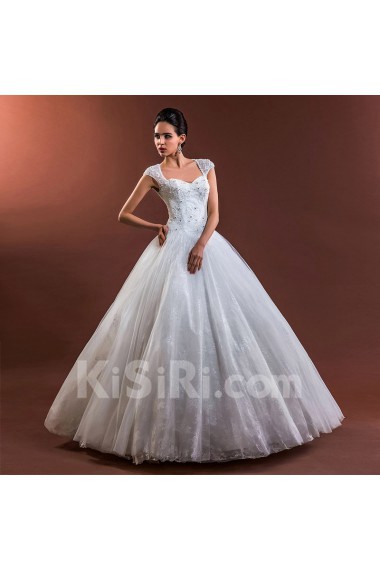 Satin,Lace,Tulle Sweetheart Ball Gown Dress with Embroidery