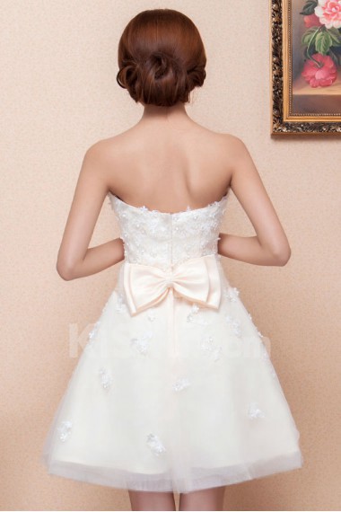 Lace and Satin Sweetheart Dress with Bow