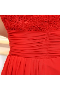 Lace and Satin Strapless Dress with Embroidered