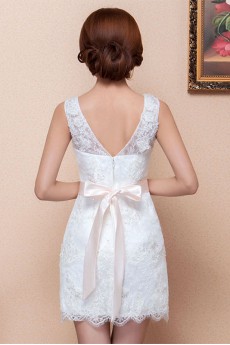 Lace and Satin Scoop Dress with Bow