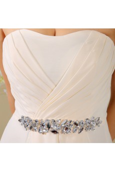 Satin Strapless Dress with Diamond