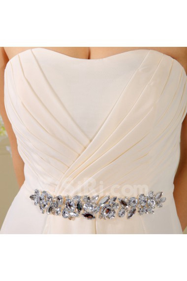 Satin Strapless Dress with Diamond