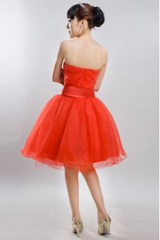 Satin Strapless Dress with 