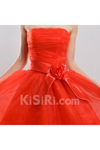 Satin Strapless Dress with 