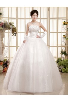 Tulle Strapless Ball Gown Dress with Beading and Sequin
