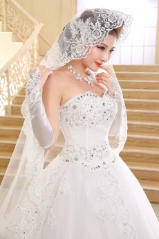 Lace Sweetheart Ball Gown Dress with Beading and Bow