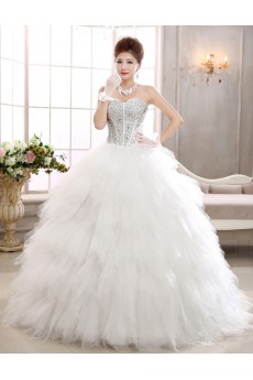 Tulle Strapless Ball Gown Dress with Beading