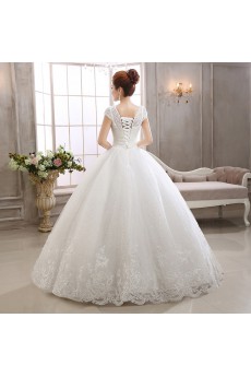Lace Scoop Ball Gown Dress with Beading and Sequin