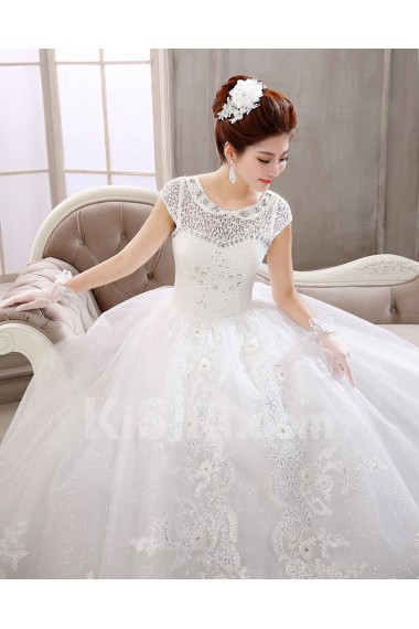 Lace Scoop Ball Gown Dress with Beading and Sequin