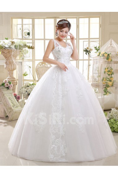 Lace V-Neck Ball Gown Dress with Beading and Sequin