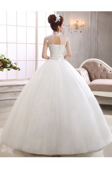 Lace High-Neck Ball Gown Dress with Sequin