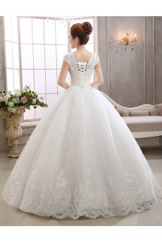 Lace Scoop Ball Gown Dress with Beading and Bead