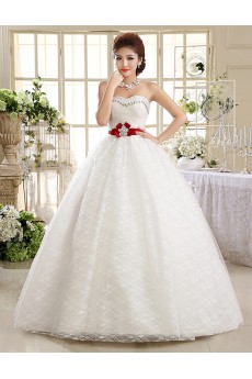 Lace Strapless Ball Gown Dress with Beading