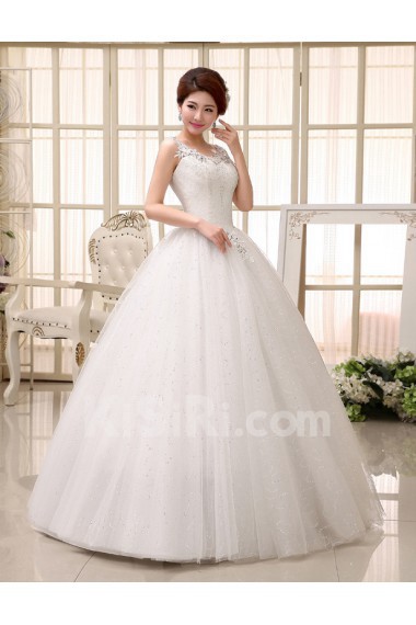 Lace Scoop Ball Gown Dress with Sequin and Beading