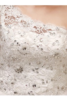 Lace One-shoulder Ball Gown Dress with Beading