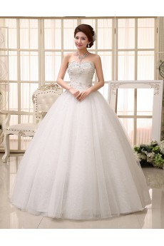 Lace Sweetheart Ball Gown Dress with Beading