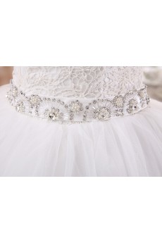 Lace and Tulle Square Ball Gown Dress with Bead