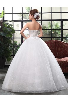 Lace and Tulle Strapless Ball Gown Dress with Beading and Sequin