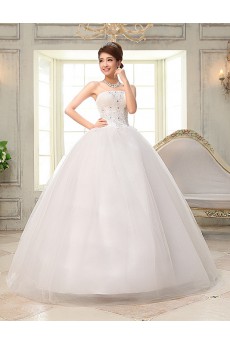 Lace and Tulle Strapless Ball Gown Dress with Embroidery