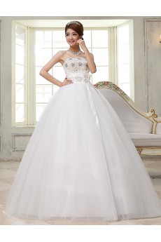 Lace and Tulle Strapless Ball Gown Dress with Beading and handmade Flower