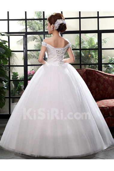 Lace and Tulle off-the-Shoulder Ball Gown Dress with Beading