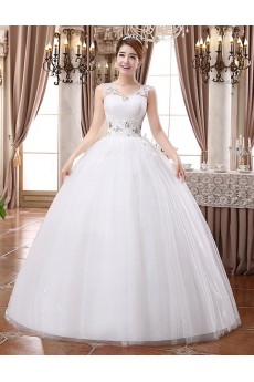 Lace and Tulle V-Neck Ball Gown Dress with Beading and Sequin