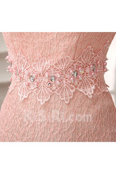 Lace Strapless Column Dress with Bead