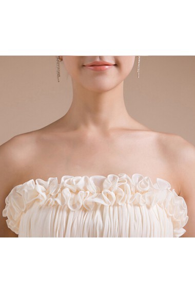 Chiffon Strapless Empire line Dress with Handmade Flower