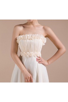 Chiffon Strapless Empire line Dress with Handmade Flower