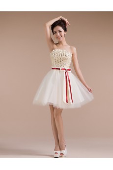 Tulle Strapless Sheath Dress with Sequin