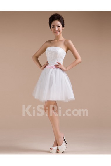 Tulle Strapless Sheath Dress with Embroidery