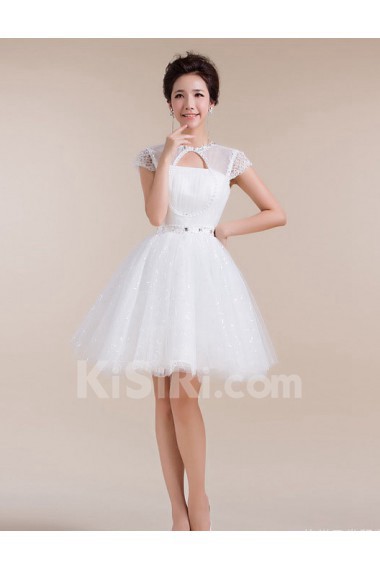 Tulle High-Neck Sheath Dress with Beading and Sequin
