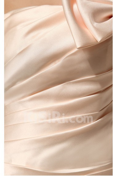 Satin One-shoulder Sheath Dress with Bow