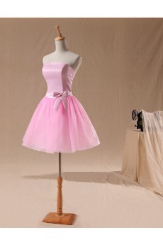 Tulle Strapless Sheath Dress with Bow