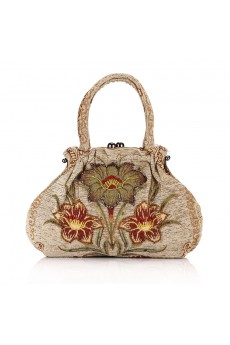 Linen Embroidery Flower OL Handbag/Clutche