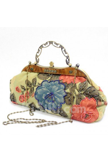 Velvet Embroidery Peony Handbag/Clutche