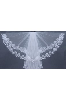 Elbow Length Wedding Veil With Lace