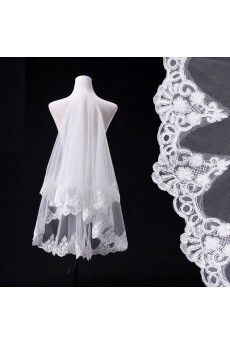 Fingertip Wedding Veil With Lace
