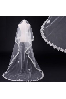 Cathedral Wedding Veil With Lace beads