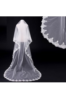 Cathedral Wedding Veil With Lace Rhinestone