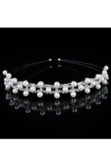 Beauitful Alloy with Pearls and Rhinestiones Bridal Tiara
