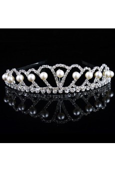 Gorgeous Alloy with Rhinestiones and Pearl Wedding Tiara