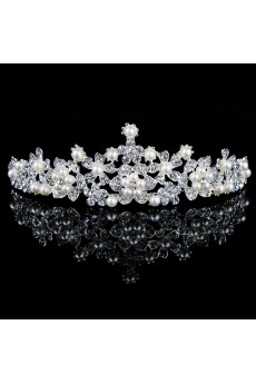 Alloy with Pearls and Rhinestones Flowers Bridal Tiara