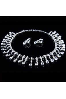 Gorgeous Alloy with Rhinestones Wedding Jewelry Set with Earrings and Necklace