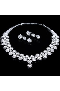 Shining Wedding Jewelry Set,Including Pearls and Rhinestones Earrings,Necklace