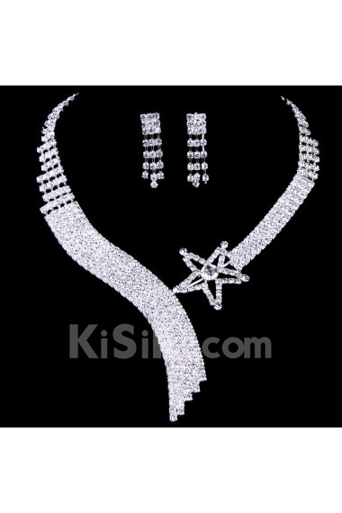 Artistic Alloy with Rhinestones Star Wedding Jewelry Set Including Necklace and Earrings