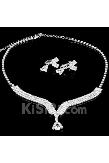 Wedding Jewelry Set - Shining Alloy with Rhinestones Necklace,Earrings and Tiara