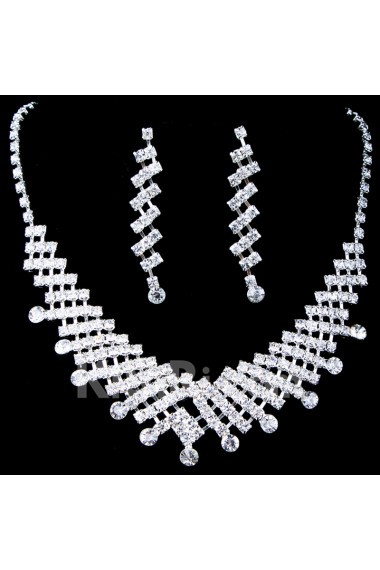 New Style Rhinestones Wedding Jewelry Set with Necklace,Earrings and Headpiece