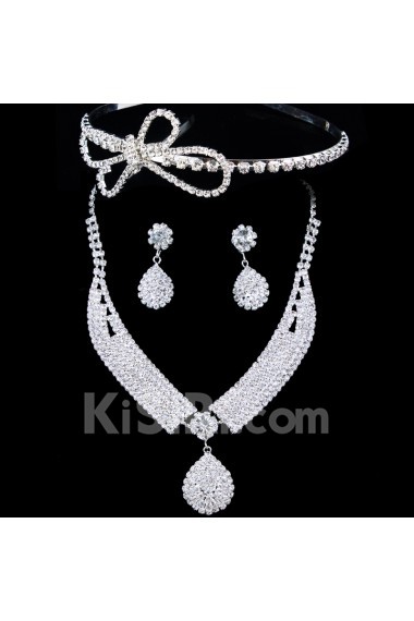 Gorgeous Alloy  Wedding Bridal Jewelry Set with Rhinestones Earrings,Necklace and Tiara