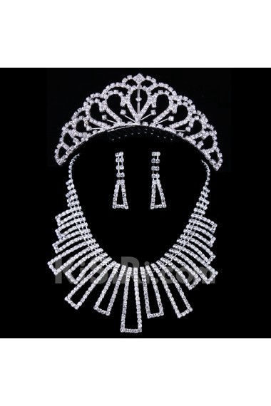 Shining Wedding Jewelry Set,Including Alloy with Rhinestones Earrings,Necklace and Combs